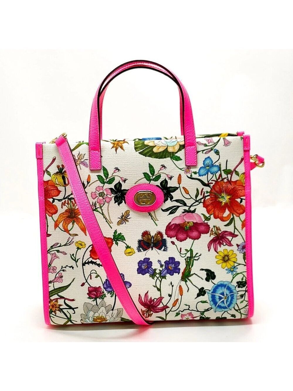 Gucci Tote Bag White Canvas 800-042425